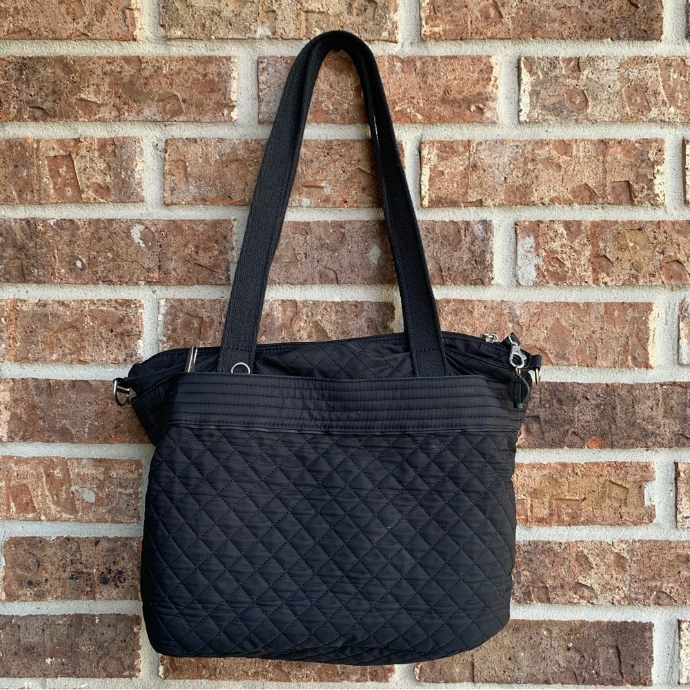 Travelon Handbag Bag Travel Safety Security 5 Point Black Quilt Bohemian